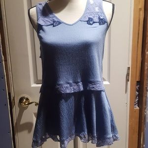 Lovely lace embellished empire waist tank top